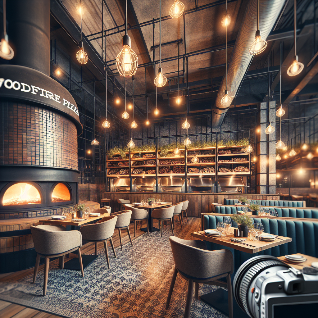 Woodfire pizza restaurant interior with authentic Italian dining ambiance