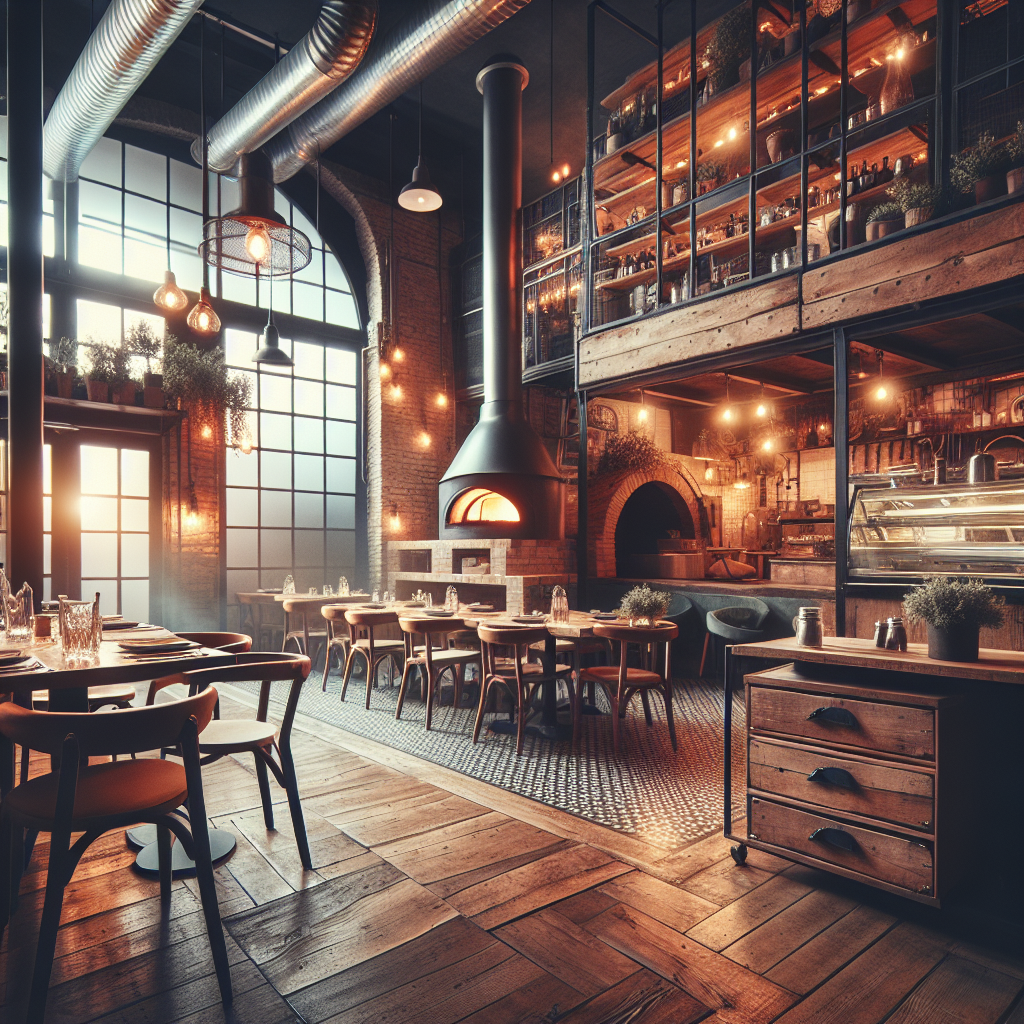 Pizza catering restaurant interior with welcoming pizzeria atmosphere